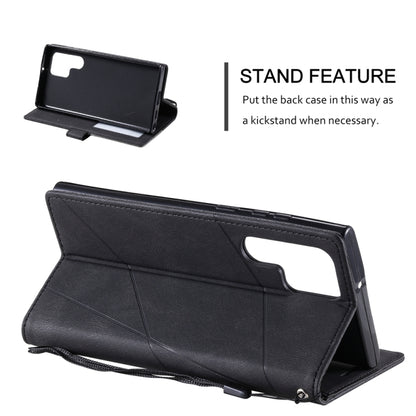 For Samsung Galaxy S23 Ultra 5G Skin Feel Splicing Leather Phone Case(Black) - Galaxy S23 Ultra 5G Cases by buy2fix | Online Shopping UK | buy2fix