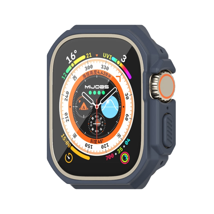 For Apple Watch Ultra 49mm Mijobs Ultra-thin Bezel PC Watch Case(Dark Blue) - Watch Cases by MIJOBS | Online Shopping UK | buy2fix