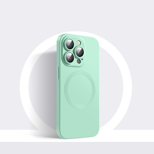 For iPhone 14 CD Texture MagSafe Liquid Silicone Phone Case(Mint Green) - iPhone 14 Cases by buy2fix | Online Shopping UK | buy2fix
