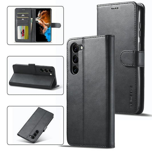 For Samsung Galaxy S23 5G LC.IMEEKE Calf Texture Horizontal Flip Leather Phone Case(Black) - Galaxy S23 5G Cases by LC.IMEEKE | Online Shopping UK | buy2fix