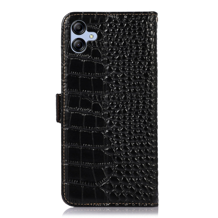 For Samsung Galaxy A04e Crocodile Top Layer Cowhide Leather Phone Case(Black) by buy2fix