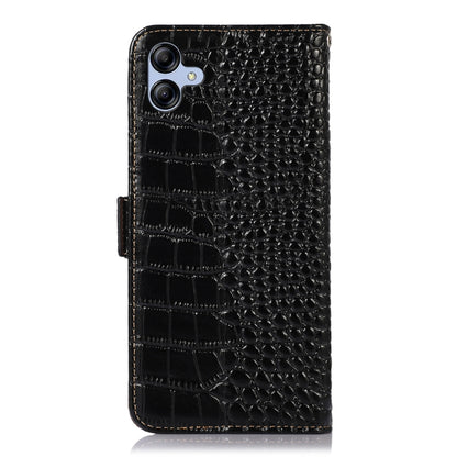 For Samsung Galaxy A04e Crocodile Top Layer Cowhide Leather Phone Case(Black) by buy2fix
