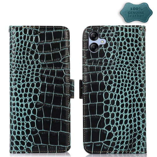 For Samsung Galaxy A04e Crocodile Top Layer Cowhide Leather Phone Case(Green)