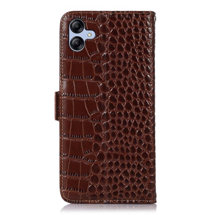 For Samsung Galaxy A04e Crocodile Top Layer Cowhide Leather Phone Case(Brown) by buy2fix
