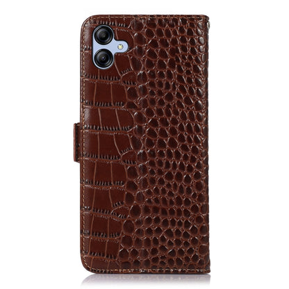 For Samsung Galaxy A04e Crocodile Top Layer Cowhide Leather Phone Case(Brown) by buy2fix