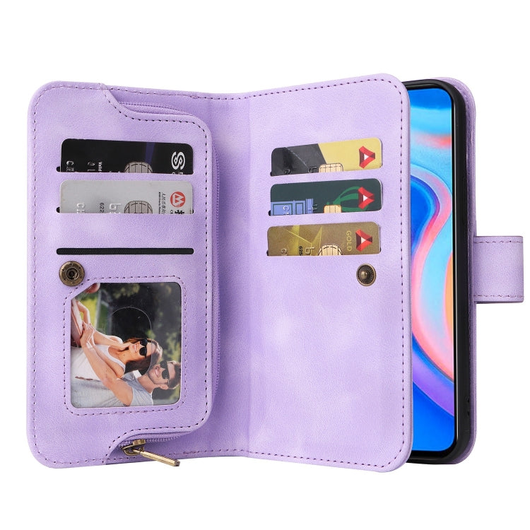 For Huawei P Smart Z Multifunctional Card Slot Zipper Wallet Leather Phone Case(Purple) - Huawei Cases by buy2fix | Online Shopping UK | buy2fix