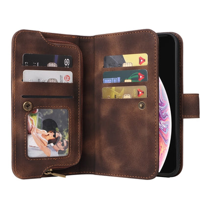 For iPhone XR Multifunctional Card Slot Zipper Wallet Leather Phone Case(Brown) - More iPhone Cases by buy2fix | Online Shopping UK | buy2fix