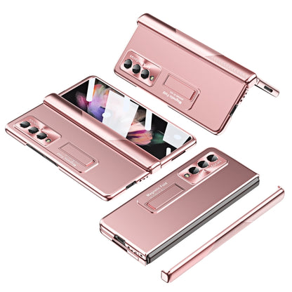 For Samsung Galaxy Z Fold3 5G Electroplating Corrugated Hinge Folding Phone Case(Rose Gold) by buy2fix