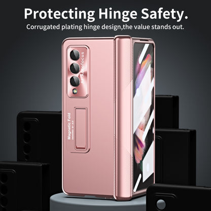 For Samsung Galaxy Z Fold3 5G Electroplating Corrugated Hinge Folding Phone Case(Rose Gold) by buy2fix
