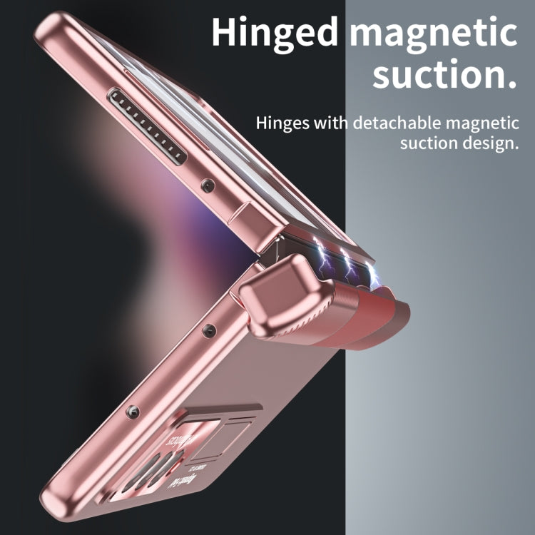 For Samsung Galaxy Z Fold3 5G Electroplating Corrugated Hinge Folding Phone Case(Rose Gold) by buy2fix