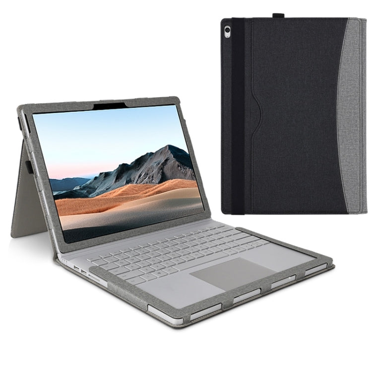 For MicroSoft Surface Book 3 / 2 / 1 15 inch Leather Laptop Case(Black Grey) by buy2fix