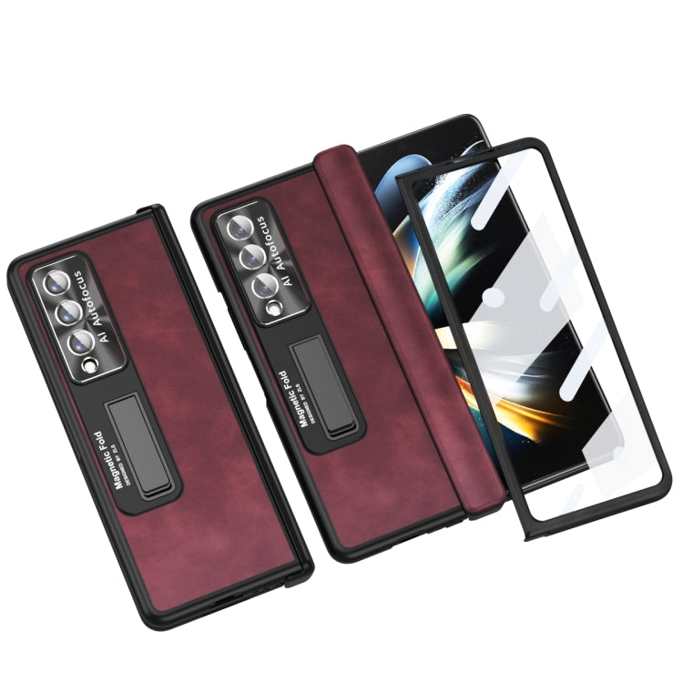 For Samsung Galaxy Z Fold3 5G Napa Texture All-inclusive Phone Case(Red) by buy2fix