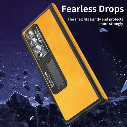 For Samsung Galaxy Z Fold3 5G Napa Texture All-inclusive Phone Case(Yellow) by buy2fix