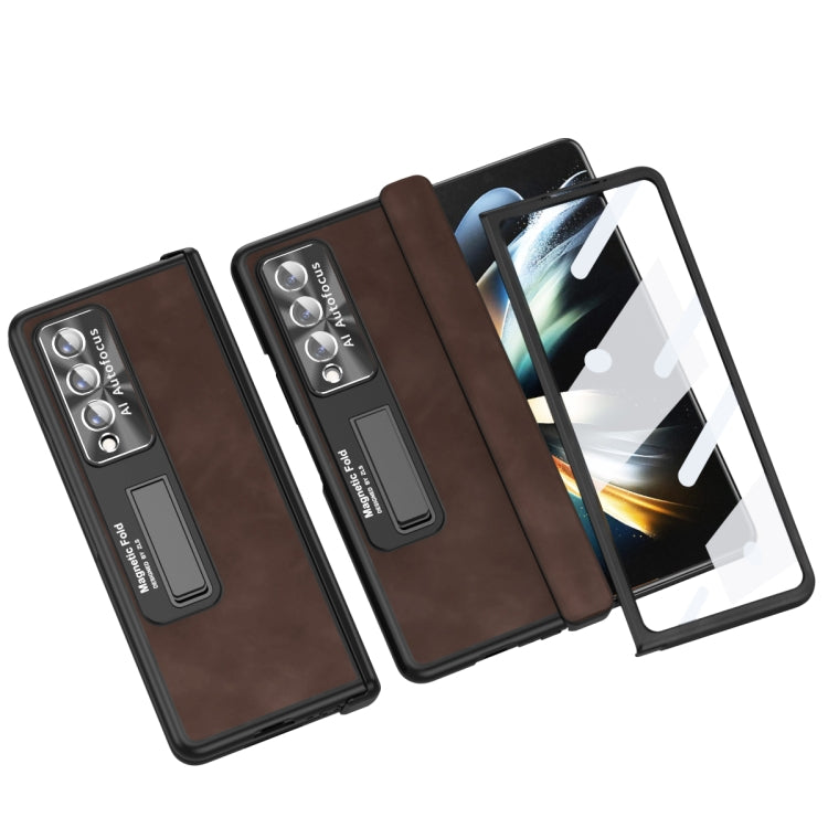 For Samsung Galaxy Z Fold3 5G Napa Texture All-inclusive Phone Case(Coffee) by buy2fix