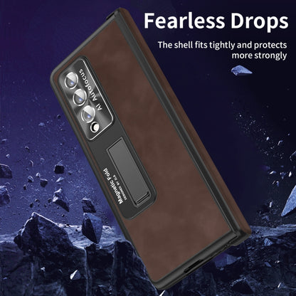 For Samsung Galaxy Z Fold3 5G Napa Texture All-inclusive Phone Case(Coffee) by buy2fix