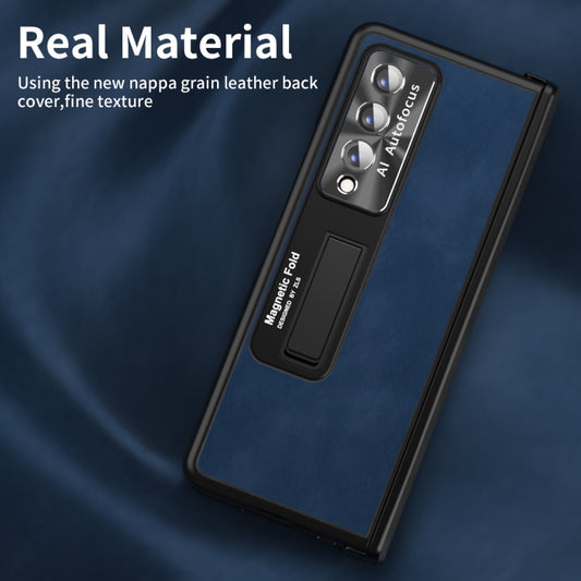 For Samsung Galaxy Z Fold3 5G Napa Texture All-inclusive Phone Case(Blue) by buy2fix