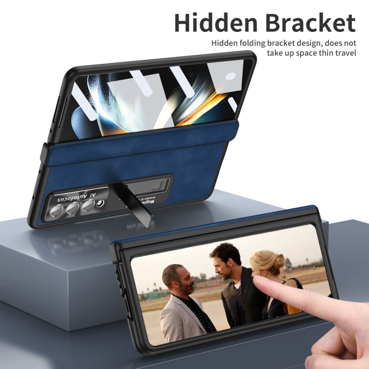 For Samsung Galaxy Z Fold3 5G Napa Texture All-inclusive Phone Case(Blue) by buy2fix