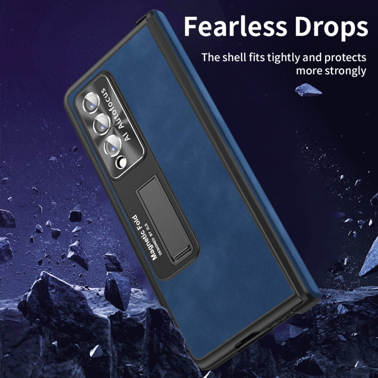 For Samsung Galaxy Z Fold3 5G Napa Texture All-inclusive Phone Case(Blue) by buy2fix