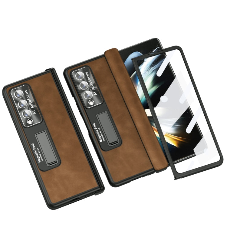 For Samsung Galaxy Z Fold3 5G Napa Texture All-inclusive Phone Case(Brown) by buy2fix