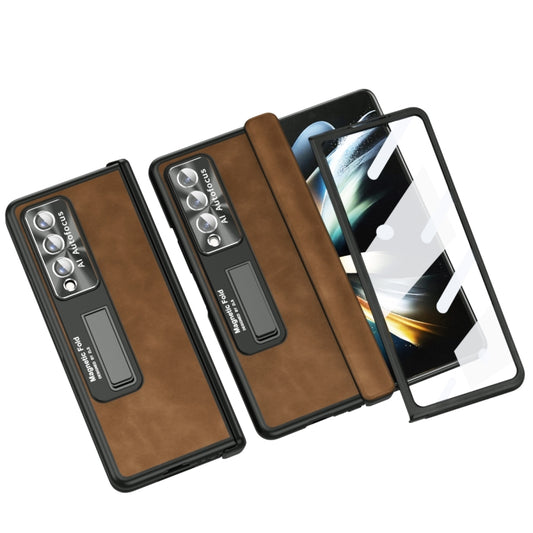 For Samsung Galaxy Z Fold3 5G Napa Texture All-inclusive Phone Case(Brown) by buy2fix