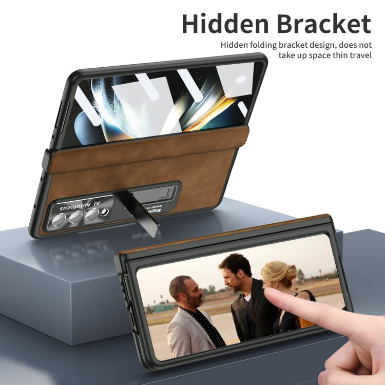 For Samsung Galaxy Z Fold3 5G Napa Texture All-inclusive Phone Case(Brown) by buy2fix