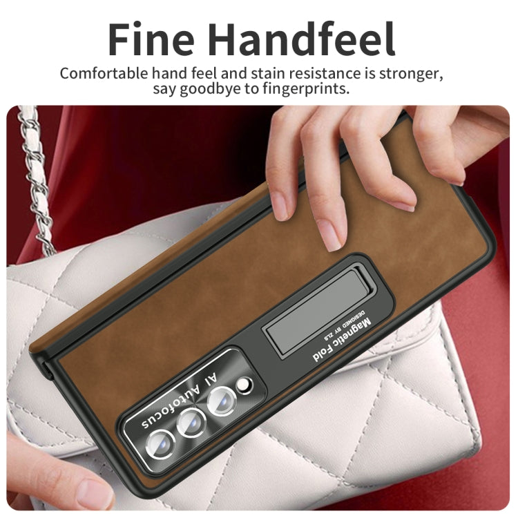 For Samsung Galaxy Z Fold3 5G Napa Texture All-inclusive Phone Case(Brown) by buy2fix