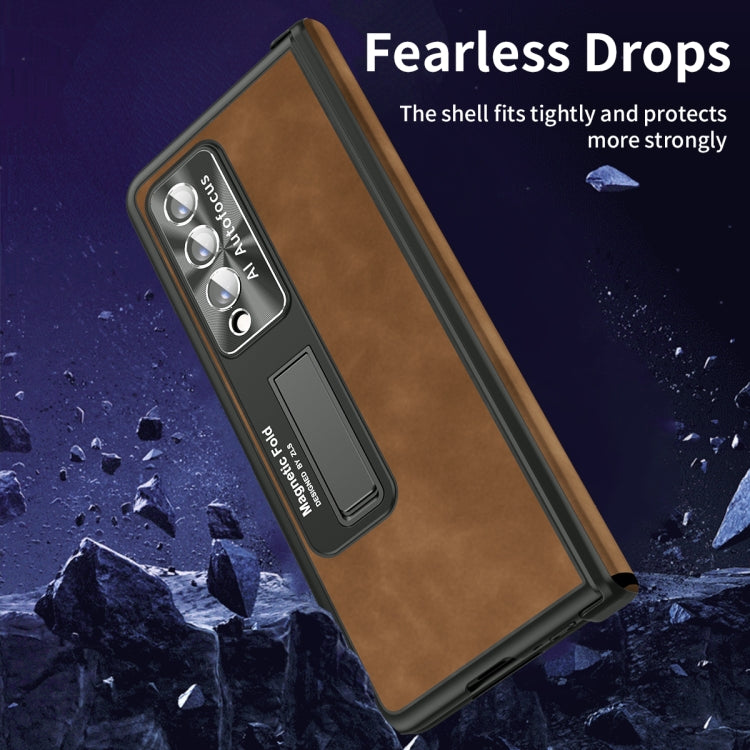 For Samsung Galaxy Z Fold3 5G Napa Texture All-inclusive Phone Case(Brown) by buy2fix