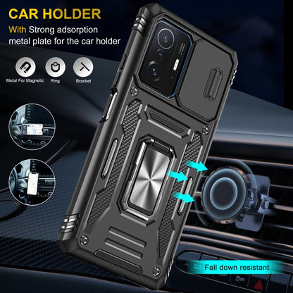 For Xiaomi 11T Armor PC + TPU Camera Shield Phone Case(Black) - Xiaomi Cases by buy2fix | Online Shopping UK | buy2fix