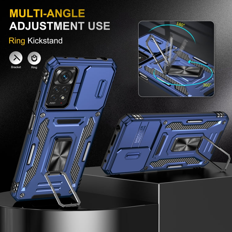 For Xiaomi Redmi Note 11 Pro Armor PC + TPU Camera Shield Phone Case(Navy Blue) by buy2fix