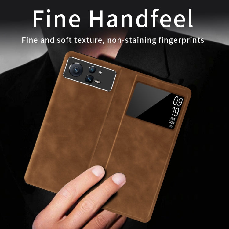 For Xiaomi Mix Fold 2 Celebrity Series Napa Texture Shockproof Phone Leather Case(Brown) - Xiaomi Cases by buy2fix | Online Shopping UK | buy2fix