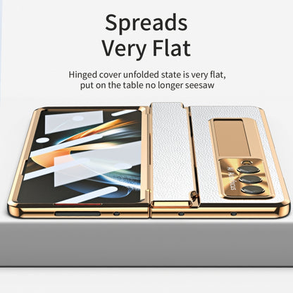 For Samsung Galaxy Z Fold3 5G Integrated Full Coverage Phone Case with Hinge(Gold+White) by buy2fix