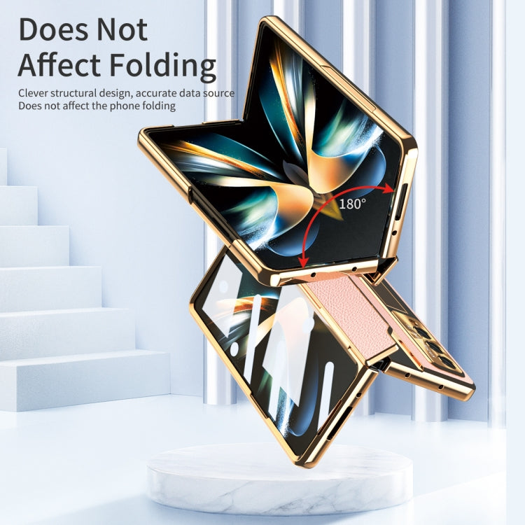 For Samsung Galaxy Z Fold3 5G Integrated Full Coverage Phone Case with Hinge(Gold+Pink) by buy2fix