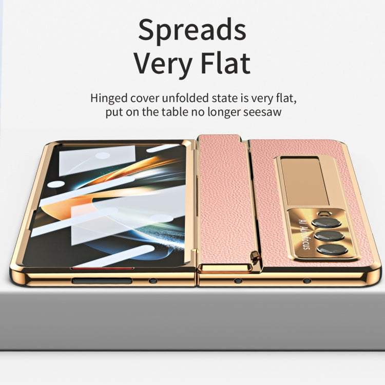 For Samsung Galaxy Z Fold3 5G Integrated Full Coverage Phone Case with Hinge(Gold+Pink) by buy2fix
