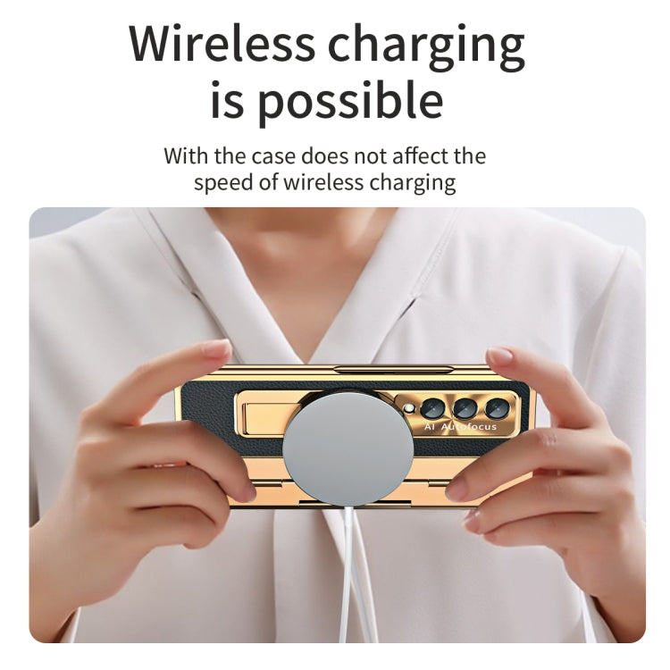 For Samsung Galaxy Z Fold3 5G Integrated Full Coverage Phone Case with Hinge(Gold+Black) by buy2fix