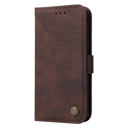 For OPPO A58 5G Skin Feel Life Tree Metal Button Leather Phone Case(Brown) by buy2fix