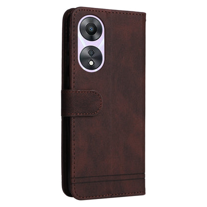 For OPPO A58 5G Skin Feel Life Tree Metal Button Leather Phone Case(Brown) by buy2fix