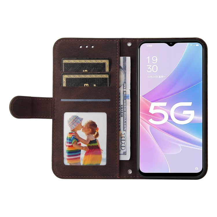 For OPPO A58 5G Skin Feel Life Tree Metal Button Leather Phone Case(Brown) by buy2fix