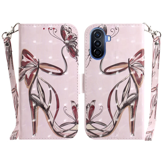 For Huawei nova Y70 Plus 3D Colored Pattern Flip Leather Phone Case(Butterfly High-heeled) - Huawei Cases by buy2fix | Online Shopping UK | buy2fix