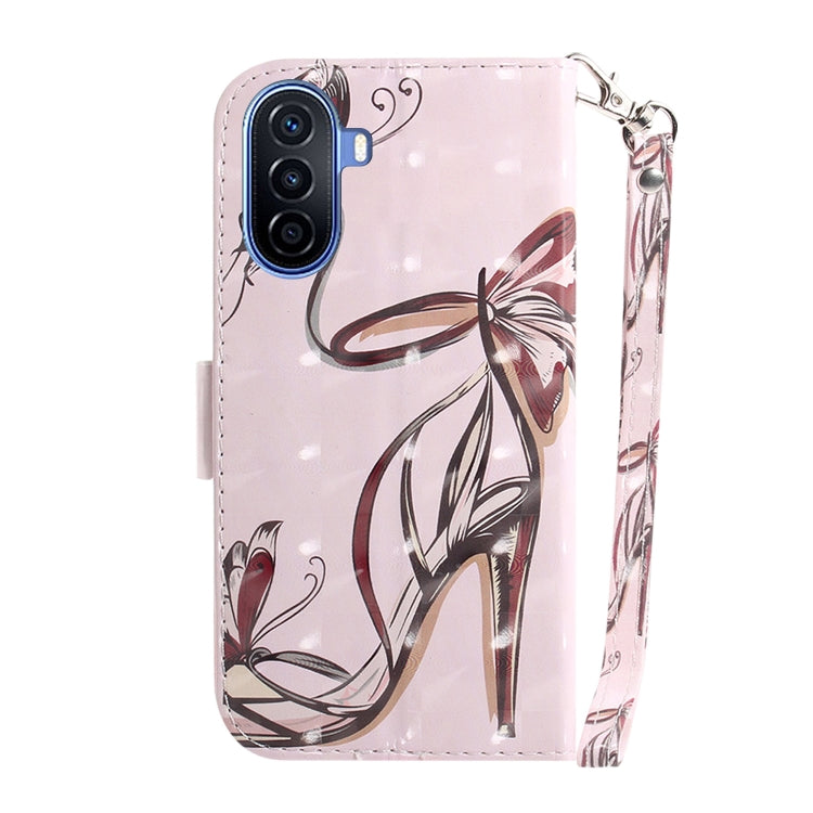 For Huawei nova Y70 Plus 3D Colored Pattern Flip Leather Phone Case(Butterfly High-heeled) - Huawei Cases by buy2fix | Online Shopping UK | buy2fix