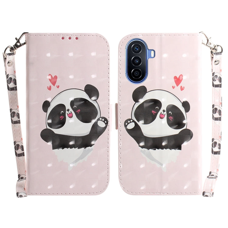 For Huawei nova Y70 Plus 3D Colored Pattern Flip Leather Phone Case(Heart Panda) - Huawei Cases by buy2fix | Online Shopping UK | buy2fix