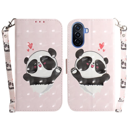 For Huawei nova Y70 Plus 3D Colored Pattern Flip Leather Phone Case(Heart Panda) - Huawei Cases by buy2fix | Online Shopping UK | buy2fix