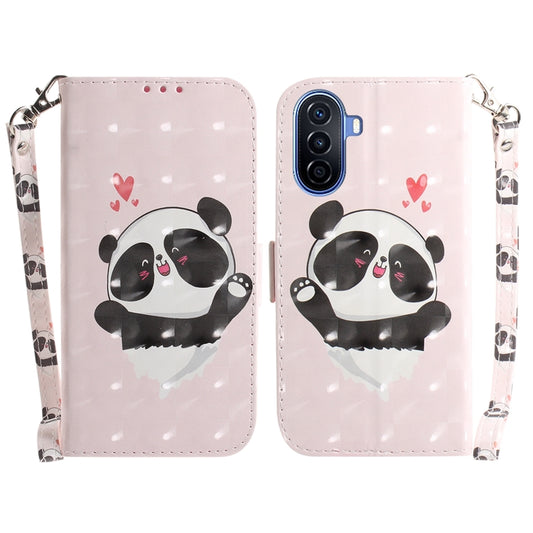 For Huawei nova Y70 Plus 3D Colored Pattern Flip Leather Phone Case(Heart Panda) - Huawei Cases by buy2fix | Online Shopping UK | buy2fix