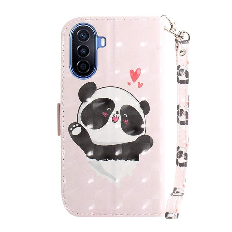 For Huawei nova Y70 Plus 3D Colored Pattern Flip Leather Phone Case(Heart Panda) - Huawei Cases by buy2fix | Online Shopping UK | buy2fix