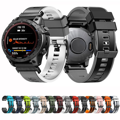 For Garmin Fenix 7X 26mm Plain Weave Two-Color Quick Release Silicone Watch Band(Black Orange) - Watch Bands by buy2fix | Online Shopping UK | buy2fix