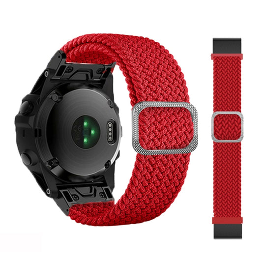 For Garmin Fenix 7 Adjustable Nylon Braided Elasticity Watch Band(Red) - Watch Bands by buy2fix | Online Shopping UK | buy2fix