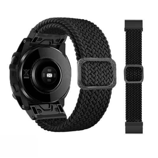 For Garmin Fenix 7 Adjustable Nylon Braided Elasticity Watch Band(Black) - Watch Bands by buy2fix | Online Shopping UK | buy2fix