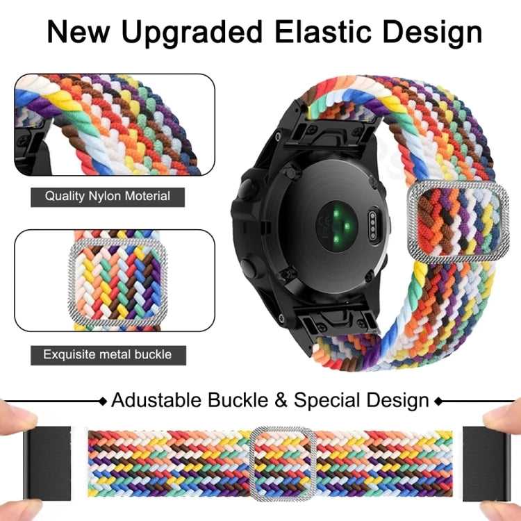 For Garmin Fenix 7 Adjustable Nylon Braided Elasticity Watch Band(Black) - Watch Bands by buy2fix | Online Shopping UK | buy2fix