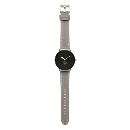 For Google Pixel Watch Grooved Genuine Leather Watch Band(Dark Grey) - Watch Bands by buy2fix | Online Shopping UK | buy2fix