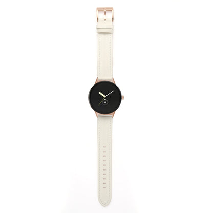 For Google Pixel Watch Grooved Genuine Leather Watch Band(White) - Watch Bands by buy2fix | Online Shopping UK | buy2fix