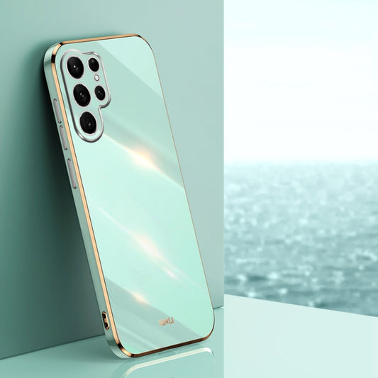 For Samsung Galaxy S22 Ultra 5G XINLI Straight Edge 6D Electroplate TPU Phone Case(Mint Green) - Galaxy S22 Ultra 5G Cases by buy2fix | Online Shopping UK | buy2fix